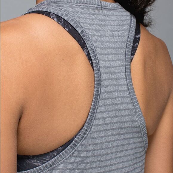 Lululemon Run: Swiftly Tech High-Neck Racerback Tank Top - Stripe Slate Size 4-6 - Picture 12 of 13